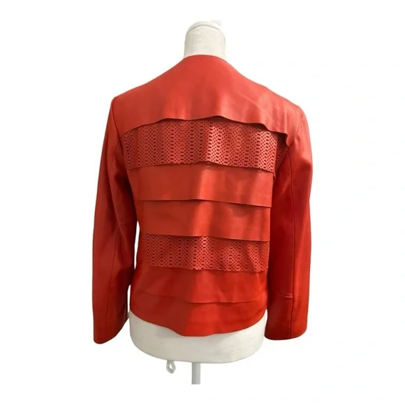 Bagatelle Orange Leather Women's Cropped Jacket Medium - Picture 8 of 12